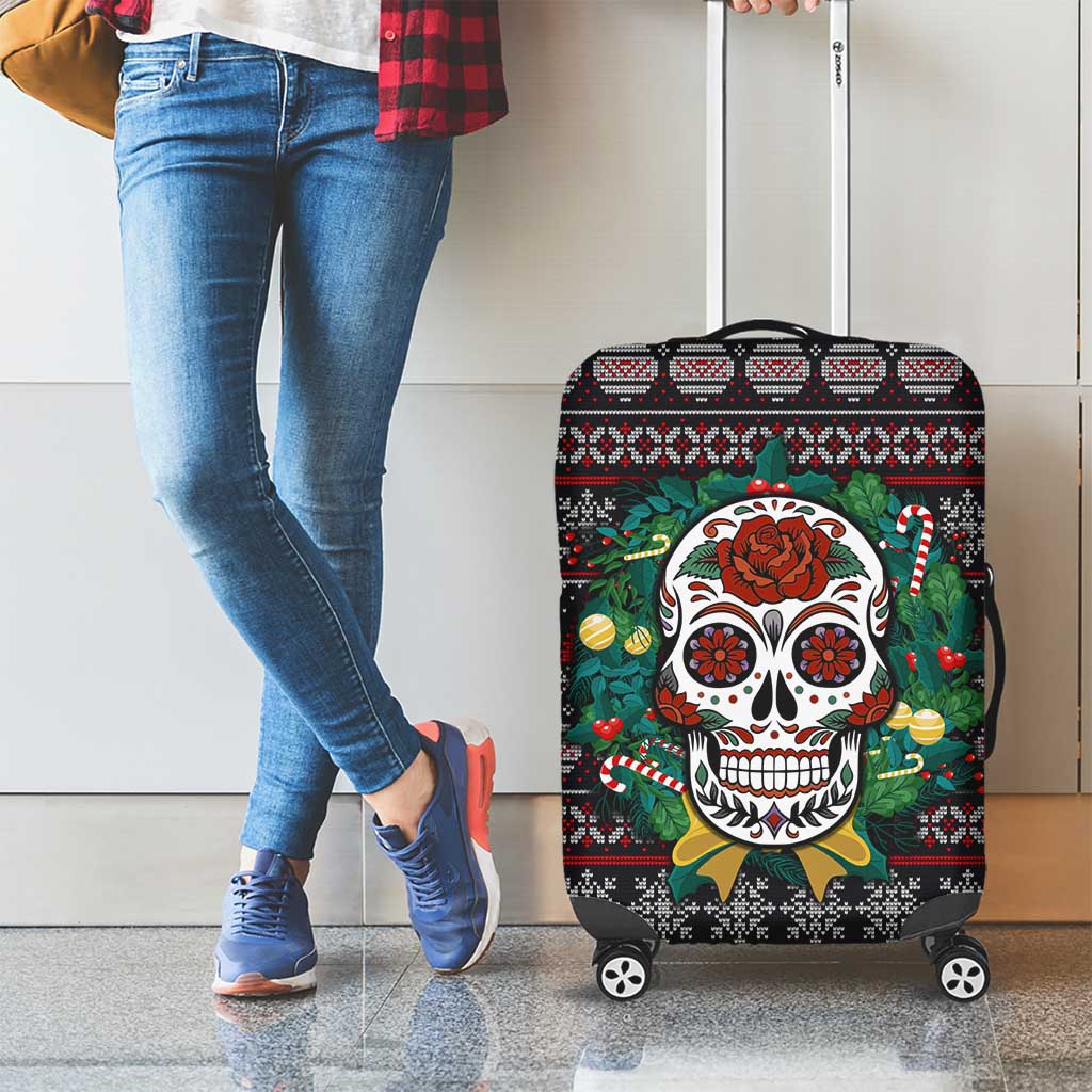 Skull Christmas Luggage Cover Xmas Holiday Patterns - Wonder Print Shop