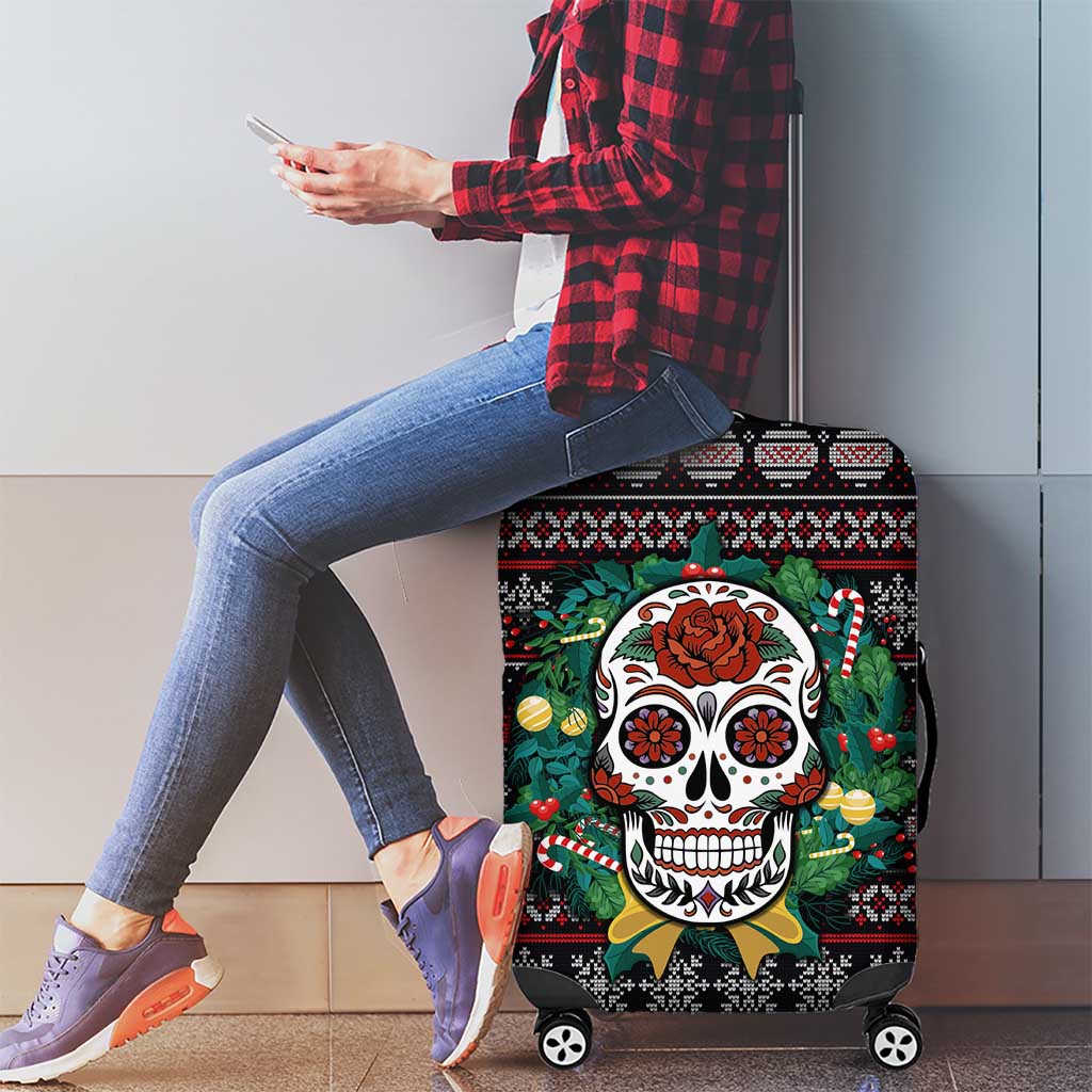 Skull Christmas Luggage Cover Xmas Holiday Patterns - Wonder Print Shop