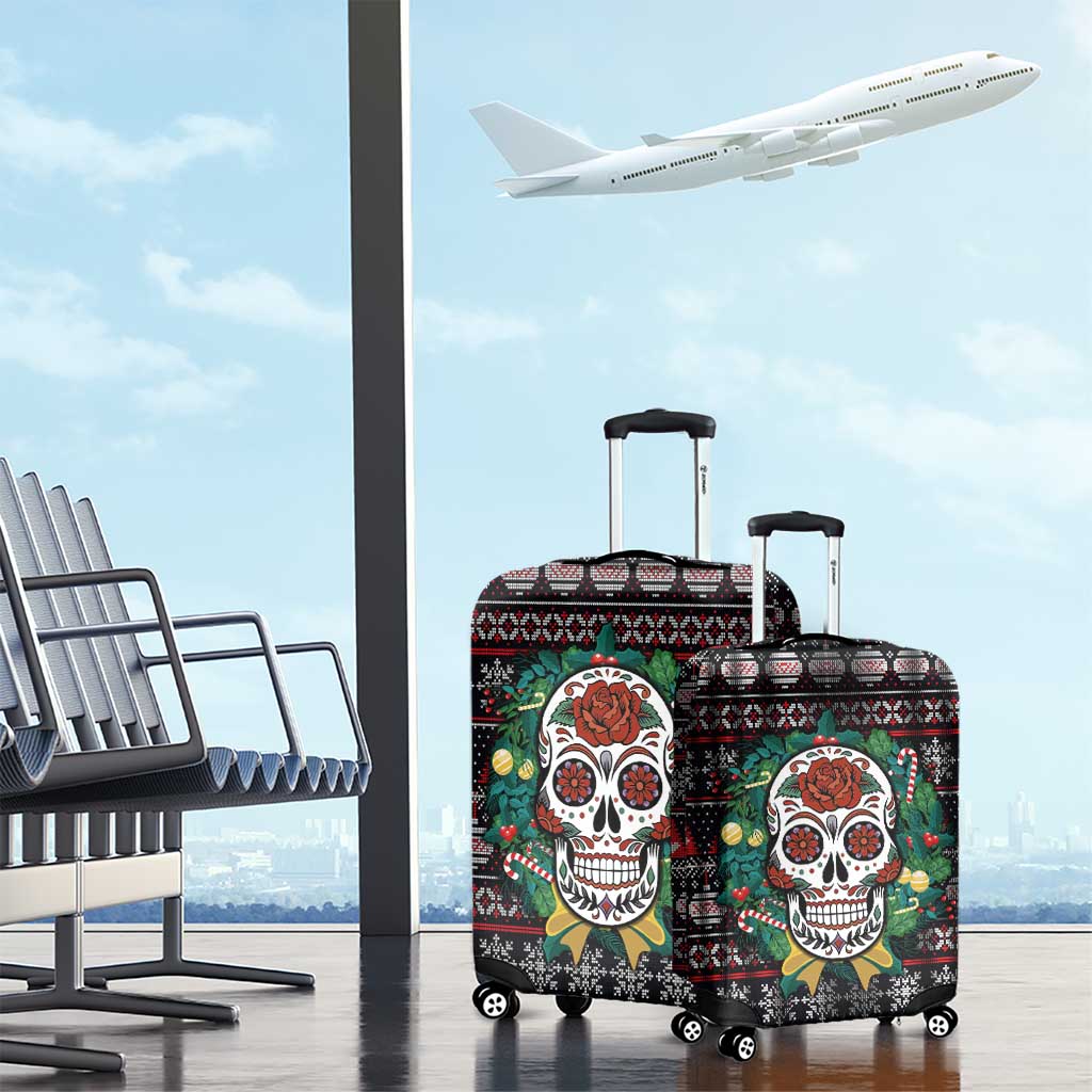 Skull Christmas Luggage Cover Xmas Holiday Patterns - Wonder Print Shop