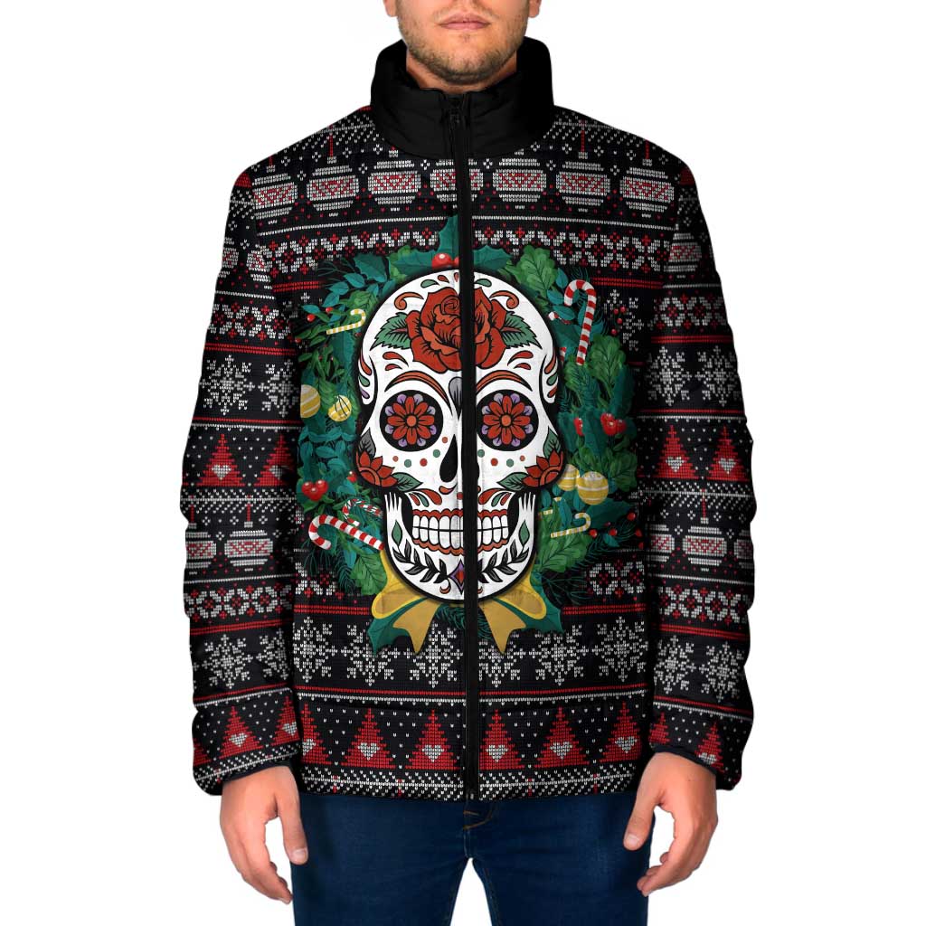 Skull Christmas Padded Jacket Xmas Holiday Patterns - Wonder Print Shop