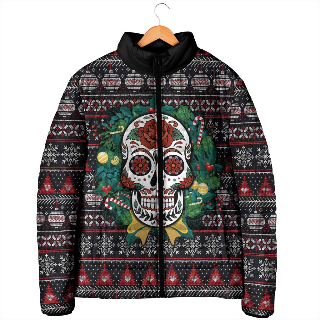 Skull Christmas Padded Jacket Xmas Holiday Patterns - Wonder Print Shop