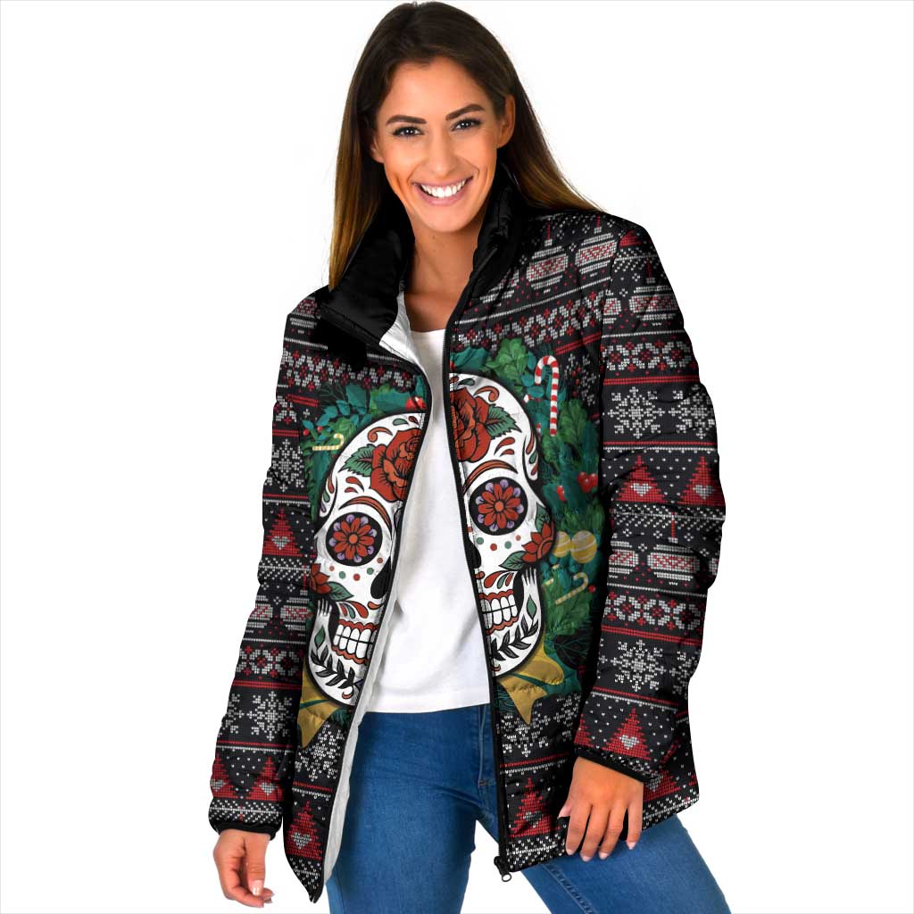 Skull Christmas Padded Jacket Xmas Holiday Patterns - Wonder Print Shop