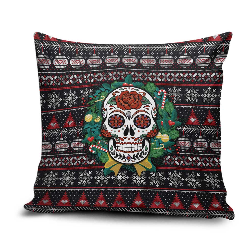 Skull Christmas Pillow Cover Xmas Holiday Patterns - Wonder Print Shop
