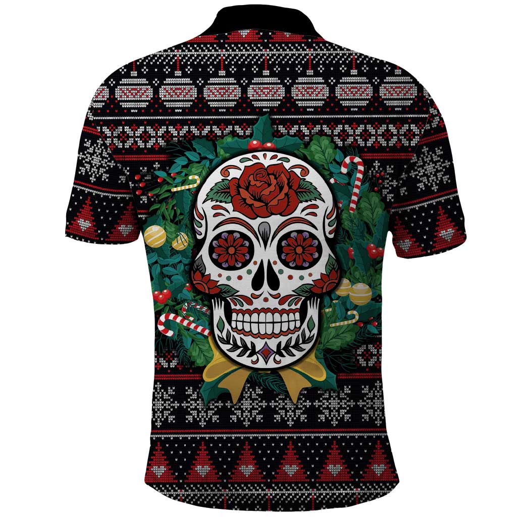 Skull Christmas Polo Shirt Xmas Holiday Patterns - Wonder Print Shop