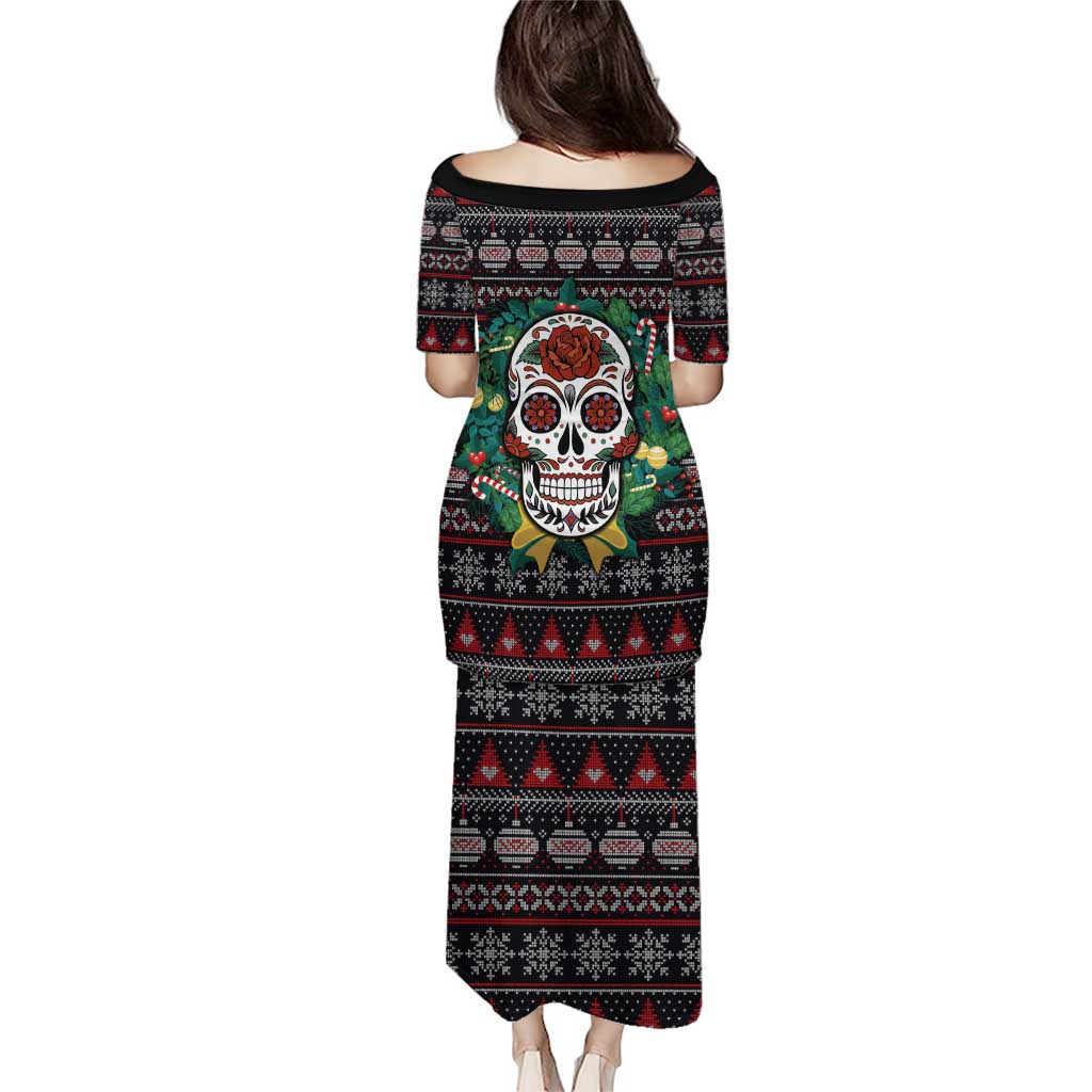 Skull Christmas Puletasi Xmas Holiday Patterns - Wonder Print Shop