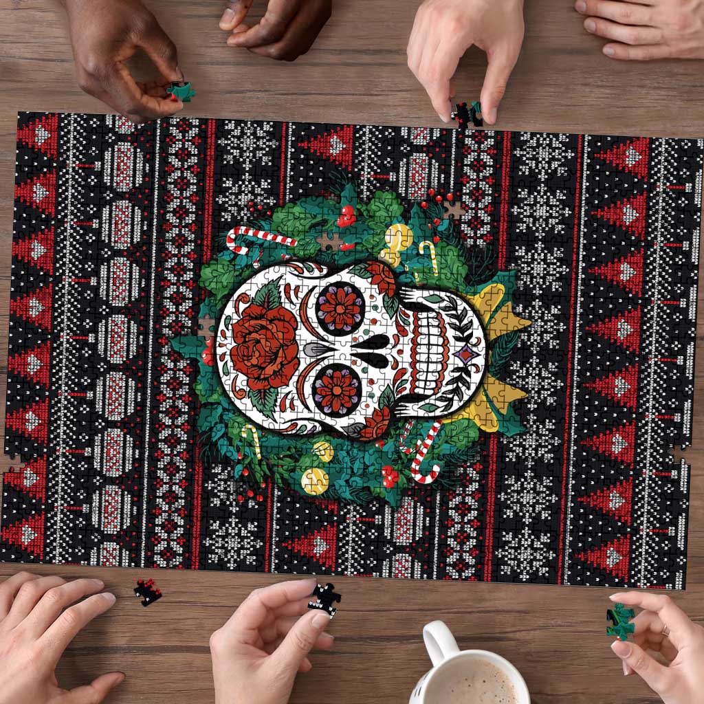 Skull Christmas Puzzle Xmas Holiday Patterns - Wonder Print Shop