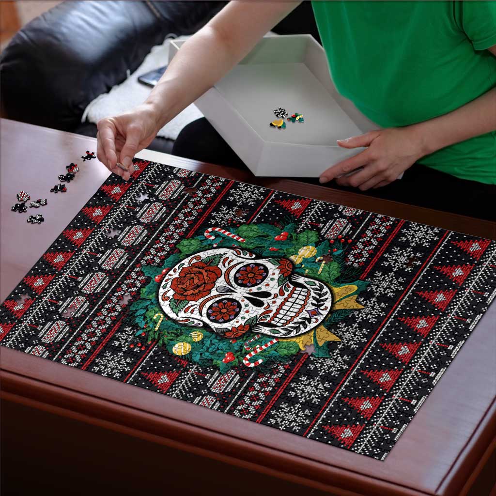 Skull Christmas Puzzle Xmas Holiday Patterns - Wonder Print Shop