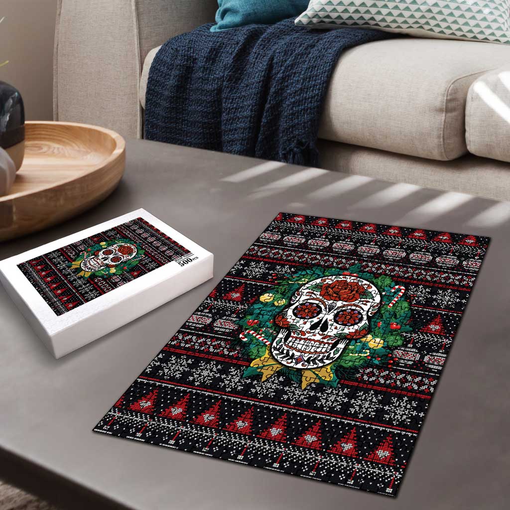 Skull Christmas Puzzle Xmas Holiday Patterns - Wonder Print Shop