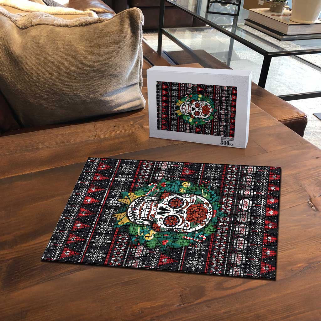 Skull Christmas Puzzle Xmas Holiday Patterns - Wonder Print Shop
