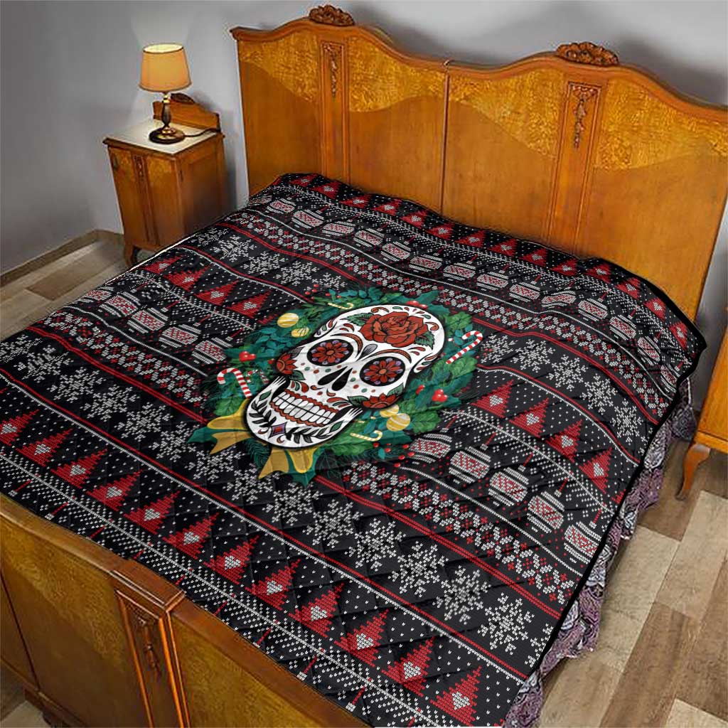 Skull Christmas Quilt Xmas Holiday Patterns - Wonder Print Shop