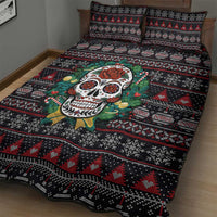 Skull Christmas Quilt Bed Set Xmas Holiday Patterns - Wonder Print Shop