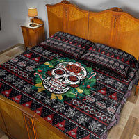Skull Christmas Quilt Bed Set Xmas Holiday Patterns - Wonder Print Shop