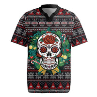 Skull Christmas Rugby Jersey Xmas Holiday Patterns - Wonder Print Shop