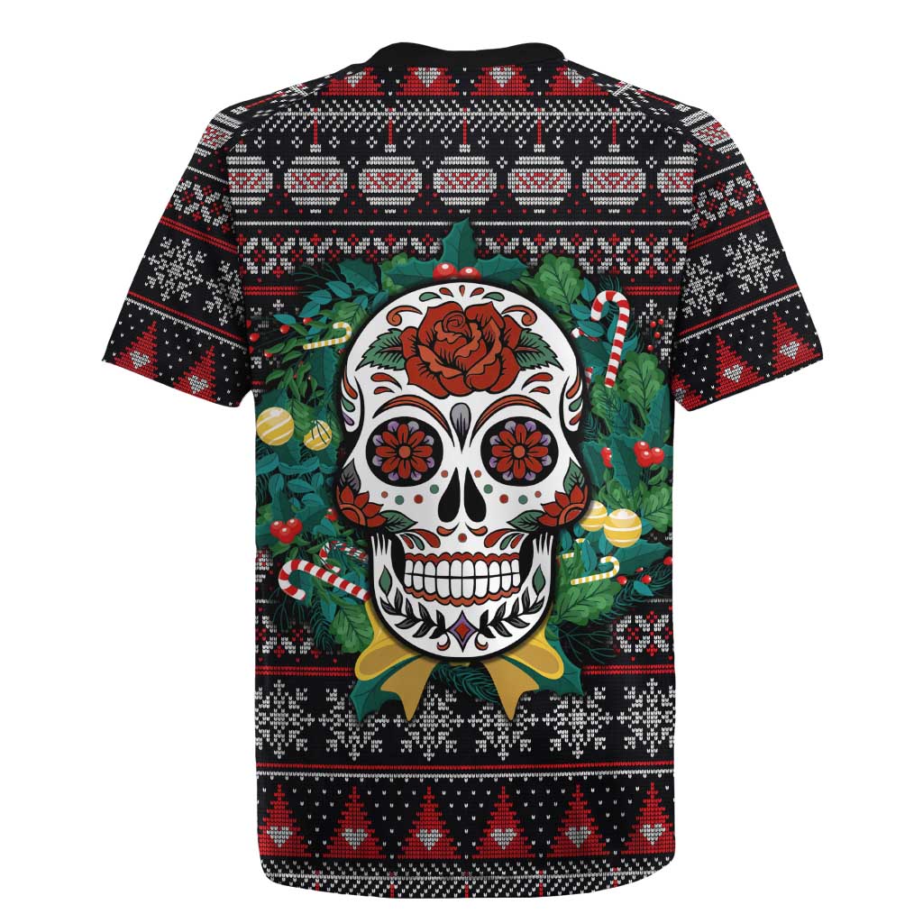 Skull Christmas Rugby Jersey Xmas Holiday Patterns - Wonder Print Shop