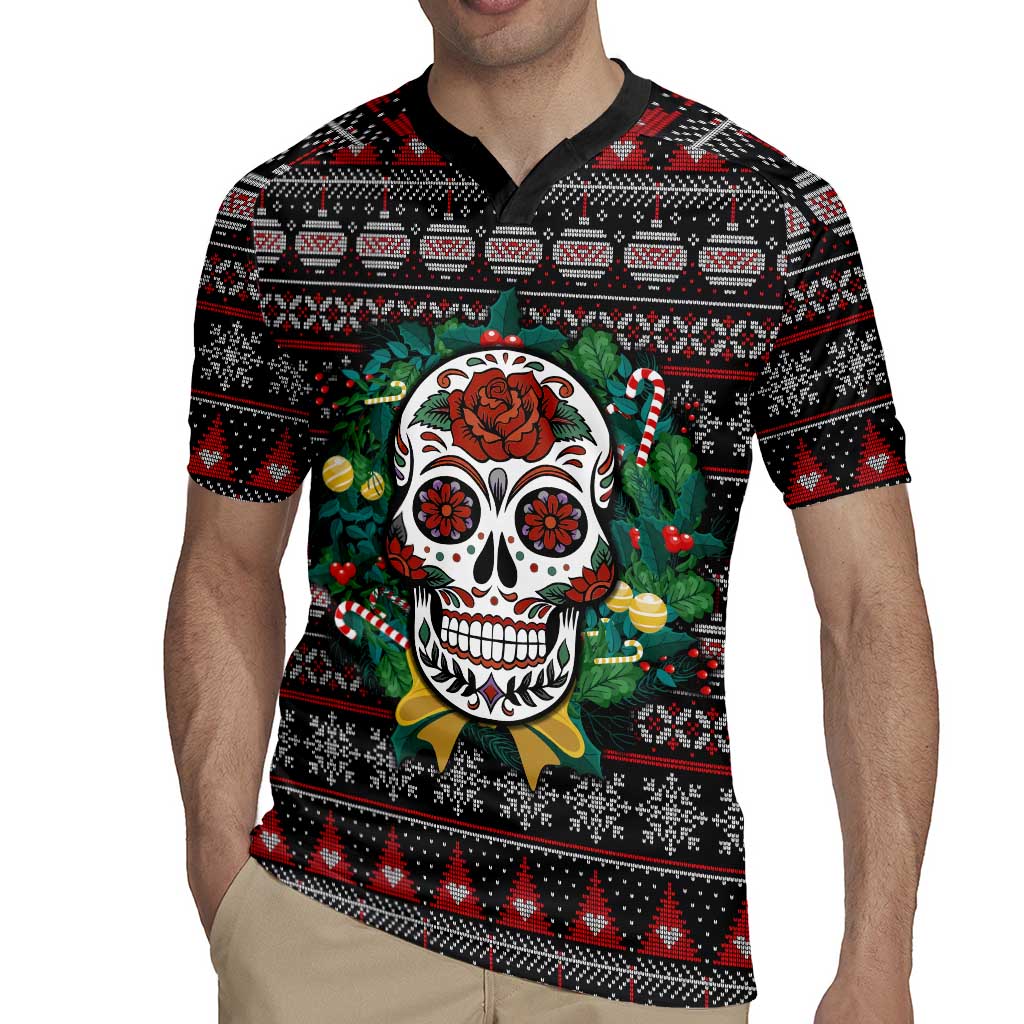 Skull Christmas Rugby Jersey Xmas Holiday Patterns - Wonder Print Shop