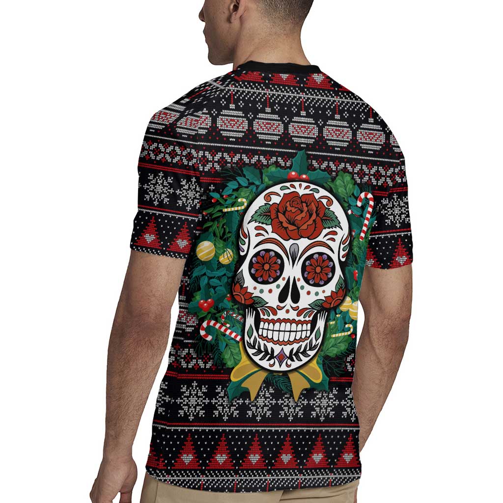 Skull Christmas Rugby Jersey Xmas Holiday Patterns - Wonder Print Shop