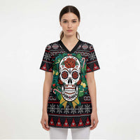 Skull Christmas Scrub Top Xmas Holiday Patterns - Wonder Print Shop
