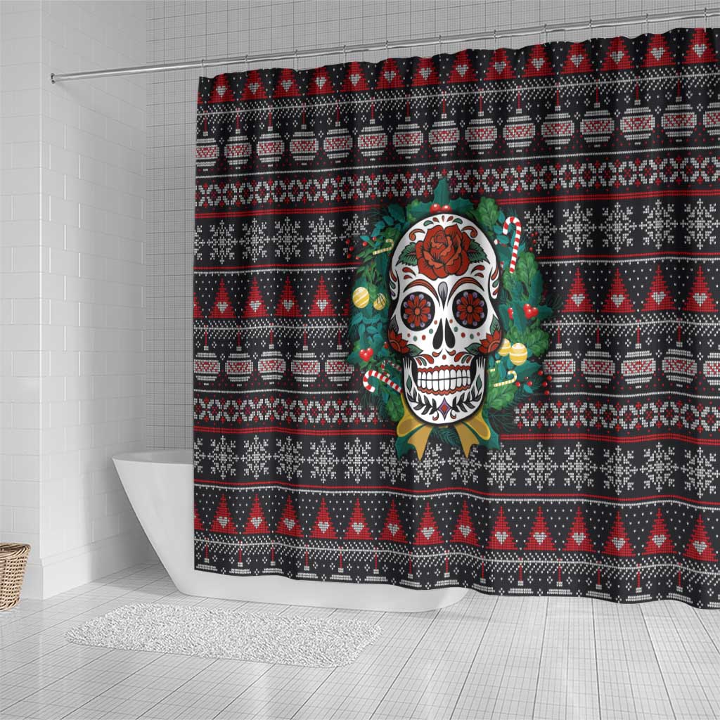 Skull Christmas Shower Curtain Xmas Holiday Patterns - Wonder Print Shop
