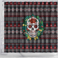 Skull Christmas Shower Curtain Xmas Holiday Patterns - Wonder Print Shop
