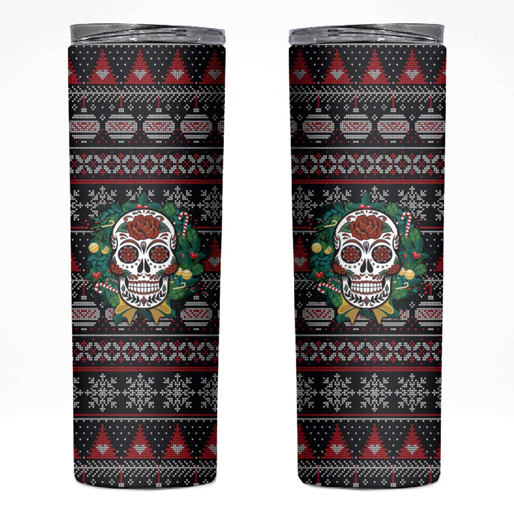 Skull Christmas Skinny Tumbler Xmas Holiday Patterns - Wonder Print Shop