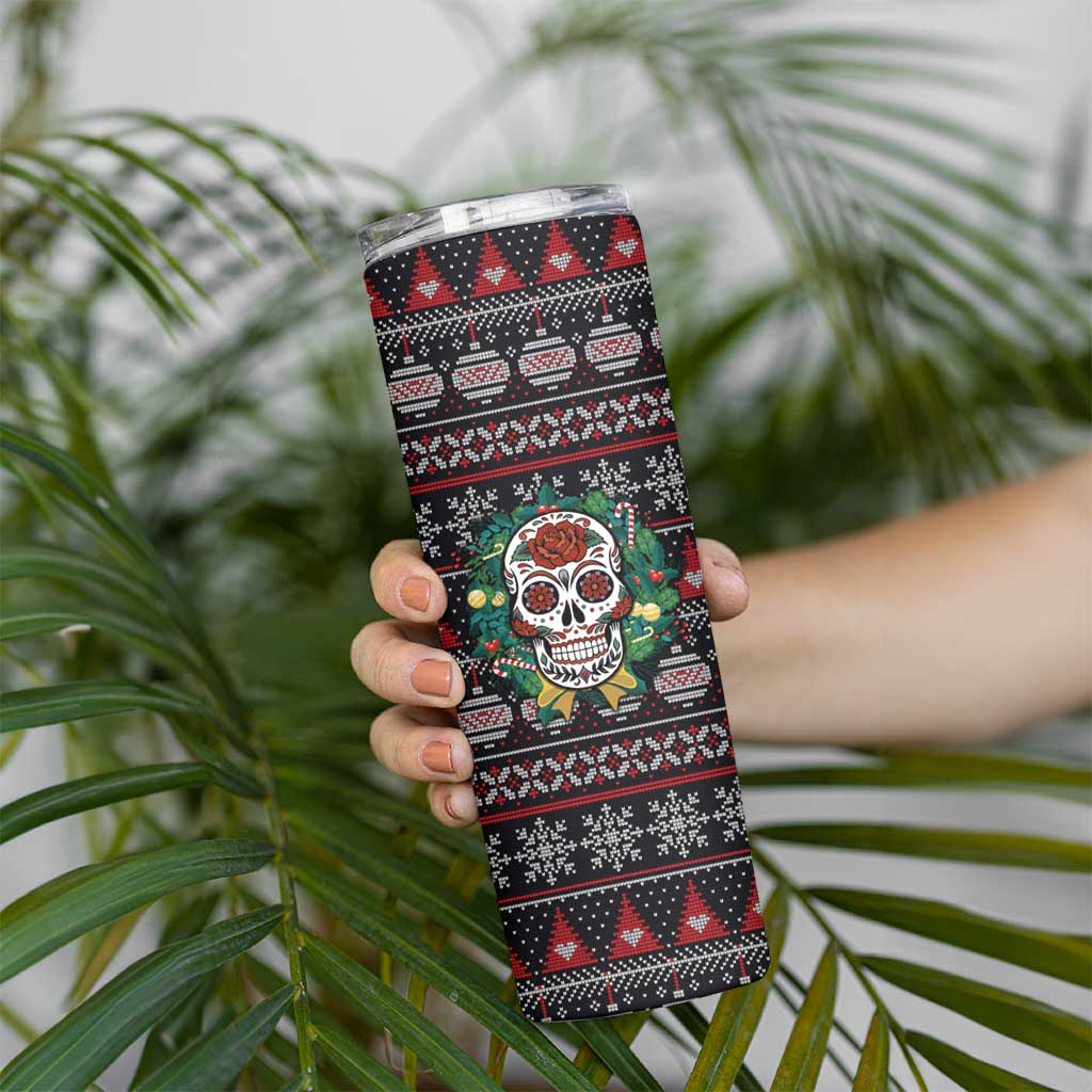 Skull Christmas Skinny Tumbler Xmas Holiday Patterns - Wonder Print Shop