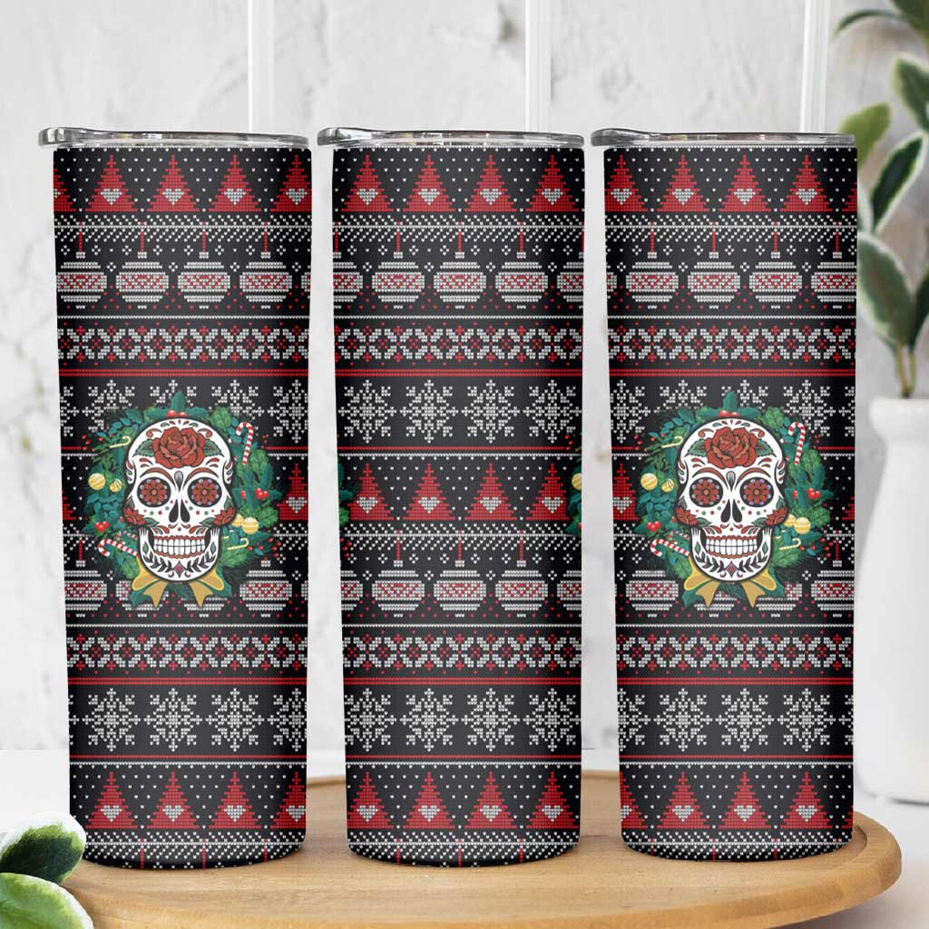 Skull Christmas Skinny Tumbler Xmas Holiday Patterns - Wonder Print Shop