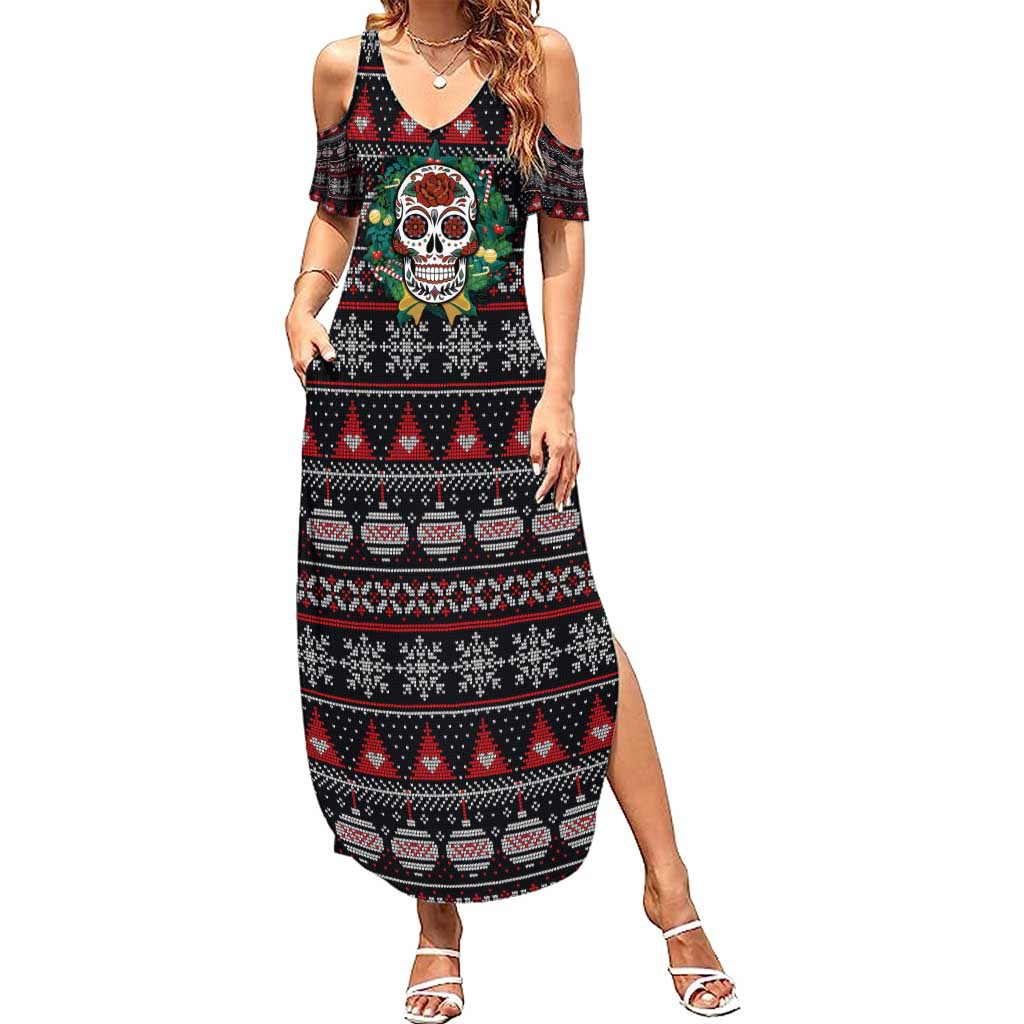 Skull Christmas Summer Maxi Dress Xmas Holiday Patterns - Wonder Print Shop