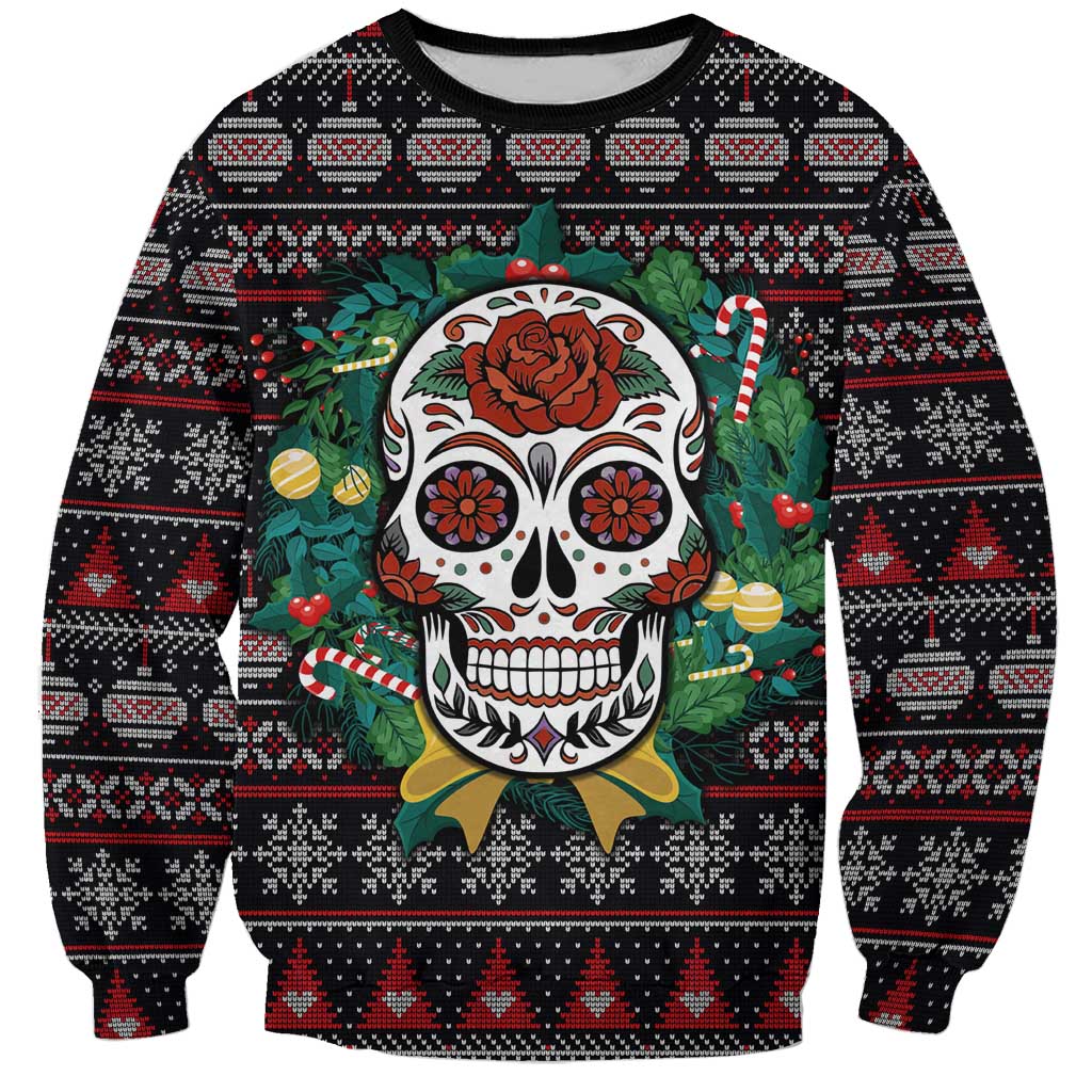 Skull Christmas Sweatshirt Xmas Holiday Patterns - Wonder Print Shop
