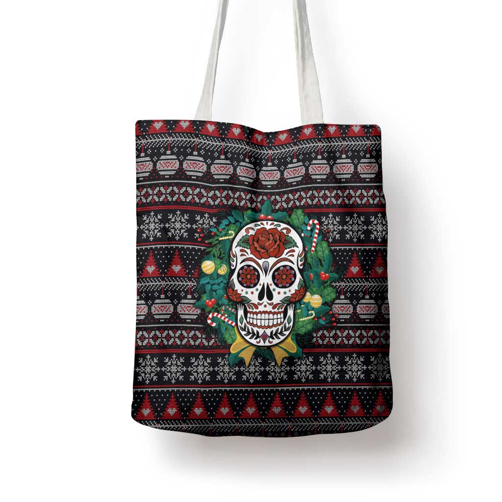Skull Christmas Tote Bag Xmas Holiday Patterns - Wonder Print Shop