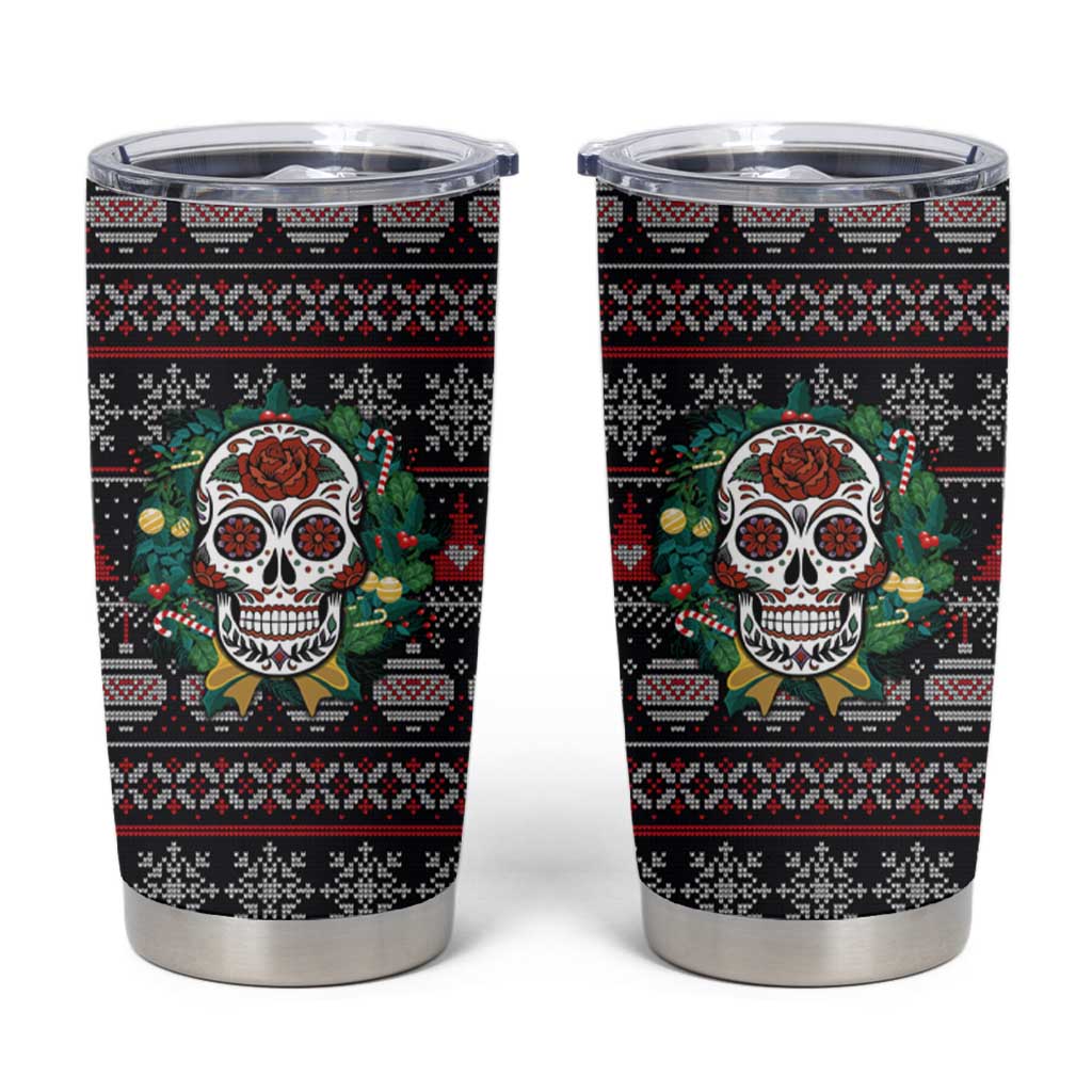 Skull Christmas Tumbler Cup Xmas Holiday Patterns - Wonder Print Shop