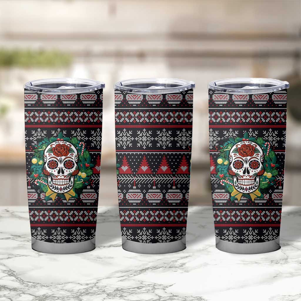 Skull Christmas Tumbler Cup Xmas Holiday Patterns - Wonder Print Shop
