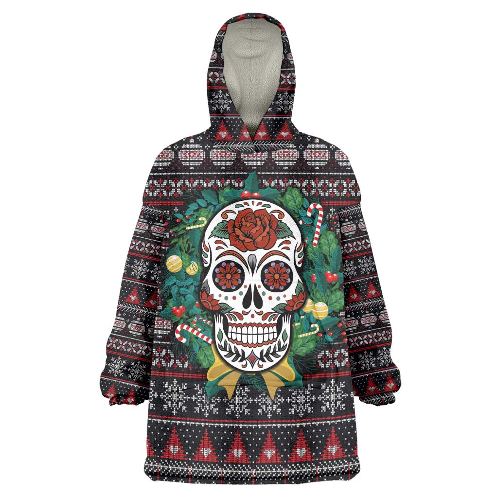 Skull Christmas Wearable Blanket Hoodie Xmas Holiday Patterns - Wonder Print Shop