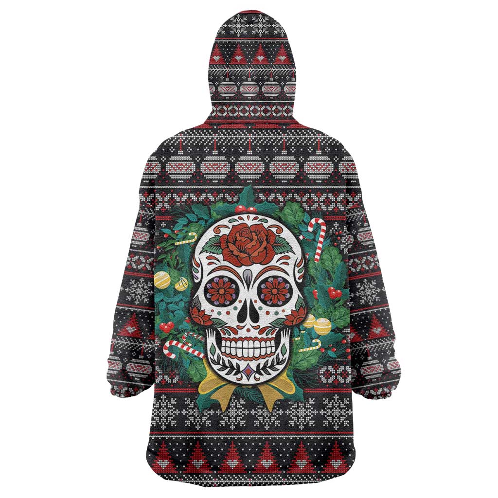 Skull Christmas Wearable Blanket Hoodie Xmas Holiday Patterns - Wonder Print Shop