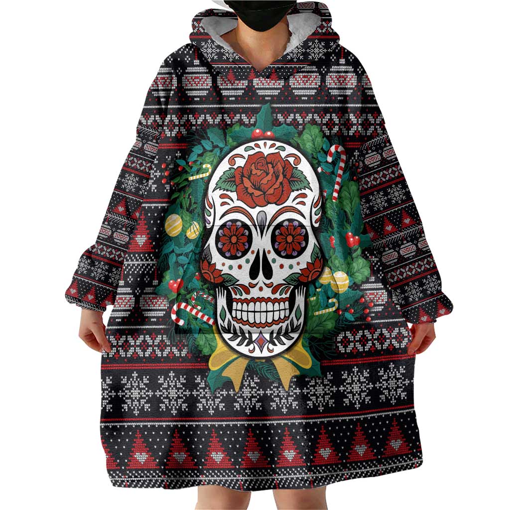 Skull Christmas Wearable Blanket Hoodie Xmas Holiday Patterns - Wonder Print Shop