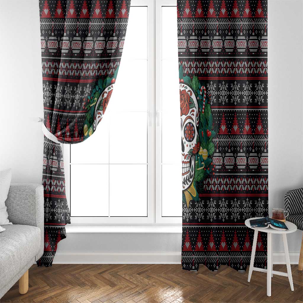 Skull Christmas Window Curtain Xmas Holiday Patterns - Wonder Print Shop