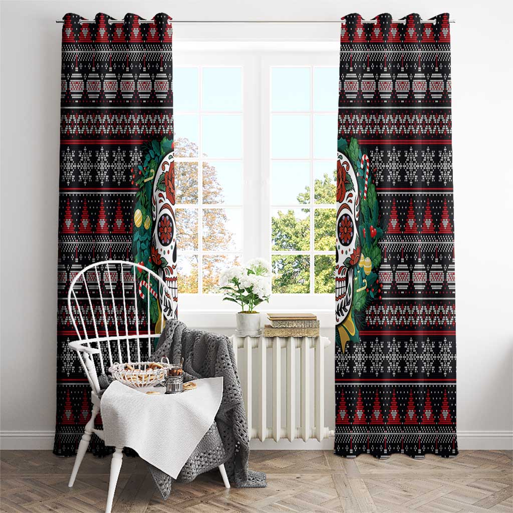 Skull Christmas Window Curtain Xmas Holiday Patterns - Wonder Print Shop