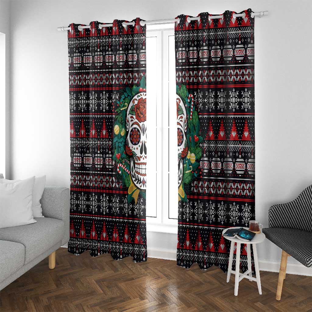 Skull Christmas Window Curtain Xmas Holiday Patterns - Wonder Print Shop