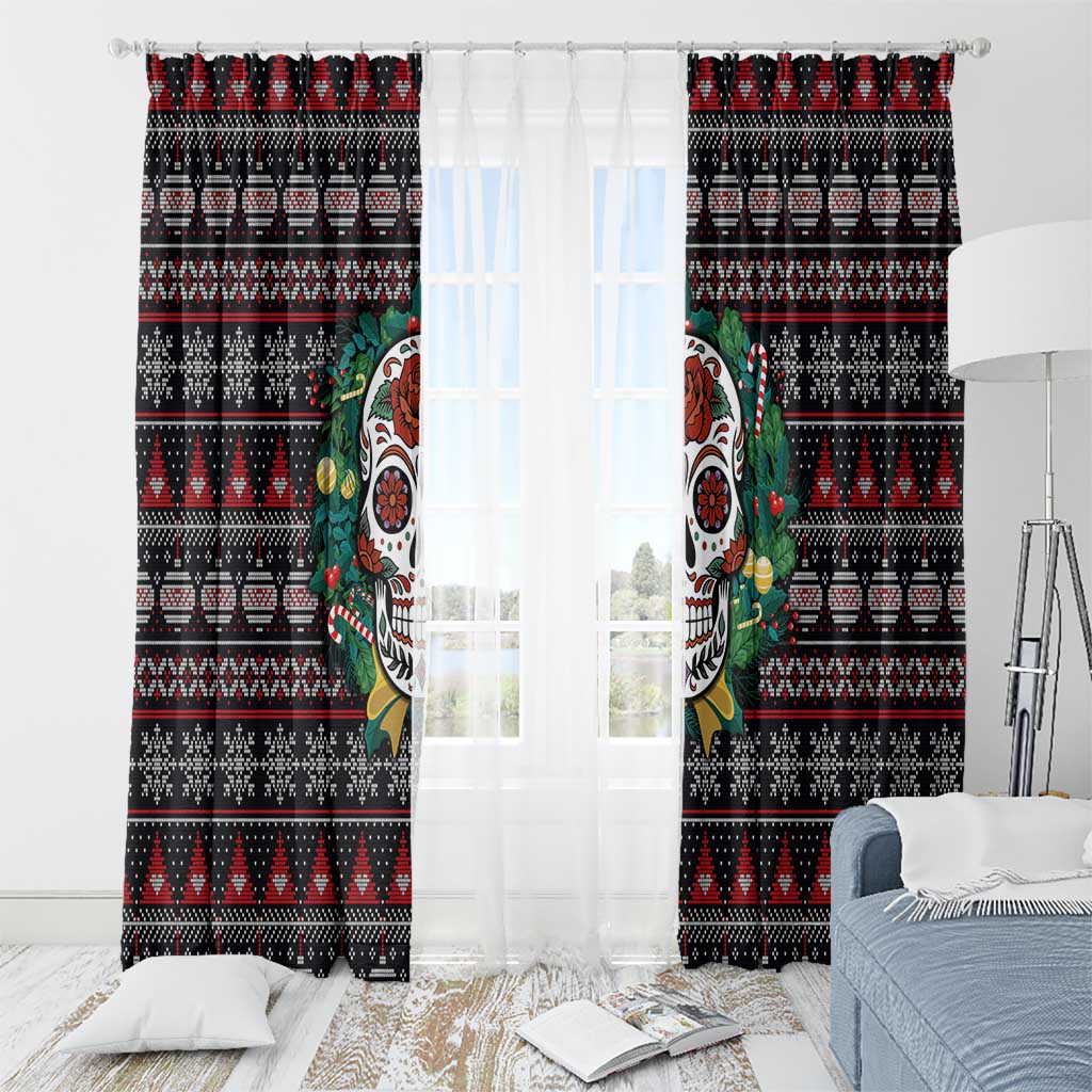 Skull Christmas Window Curtain Xmas Holiday Patterns - Wonder Print Shop