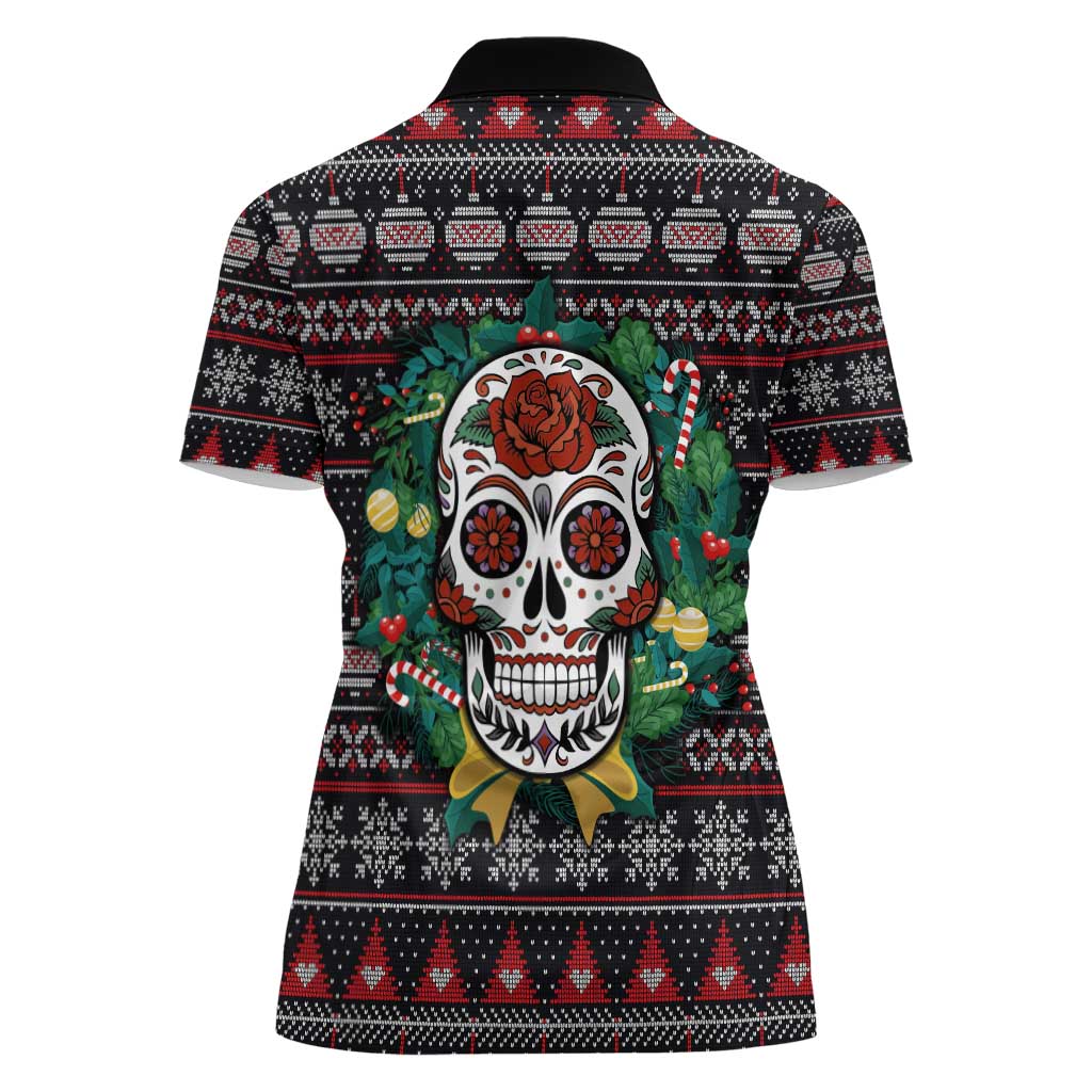 Skull Christmas Women Polo Shirt Xmas Holiday Patterns - Wonder Print Shop