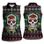 Skull Christmas Women Sleeveless Polo Shirt Xmas Holiday Patterns - Wonder Print Shop