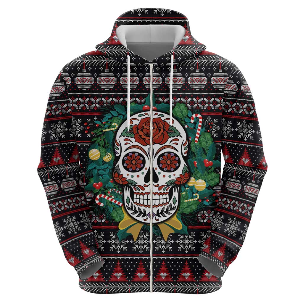 Skull Christmas Zip Hoodie Xmas Holiday Patterns - Wonder Print Shop