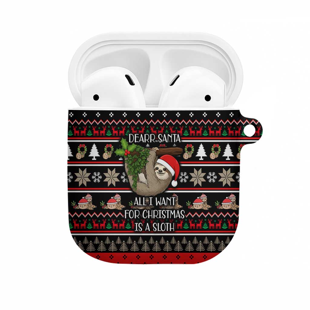 Sloth All I Want For Christmas AirPods Case Xmas Holiday Patterns - Wonder Print Shop