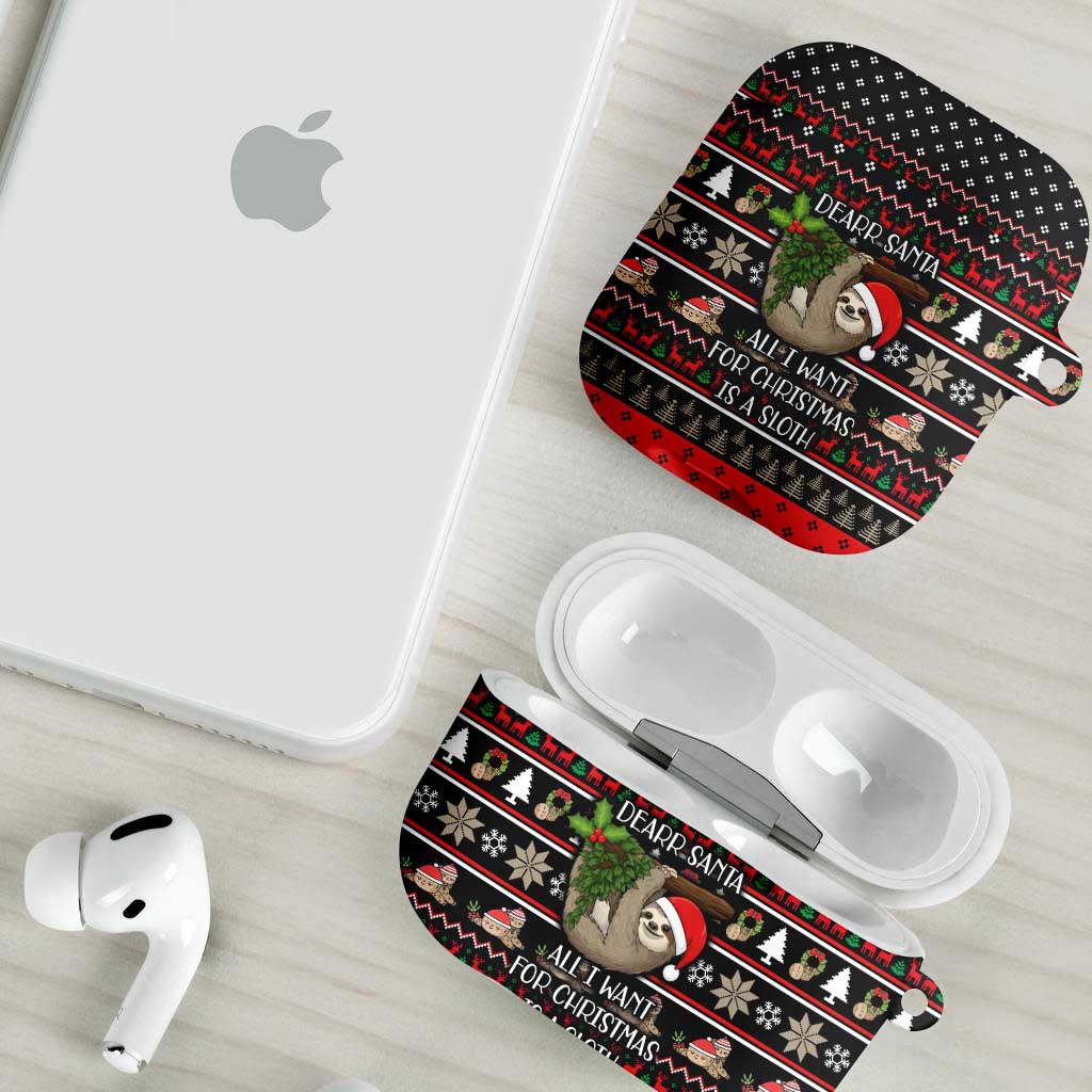 Sloth All I Want For Christmas AirPods Case Xmas Holiday Patterns - Wonder Print Shop