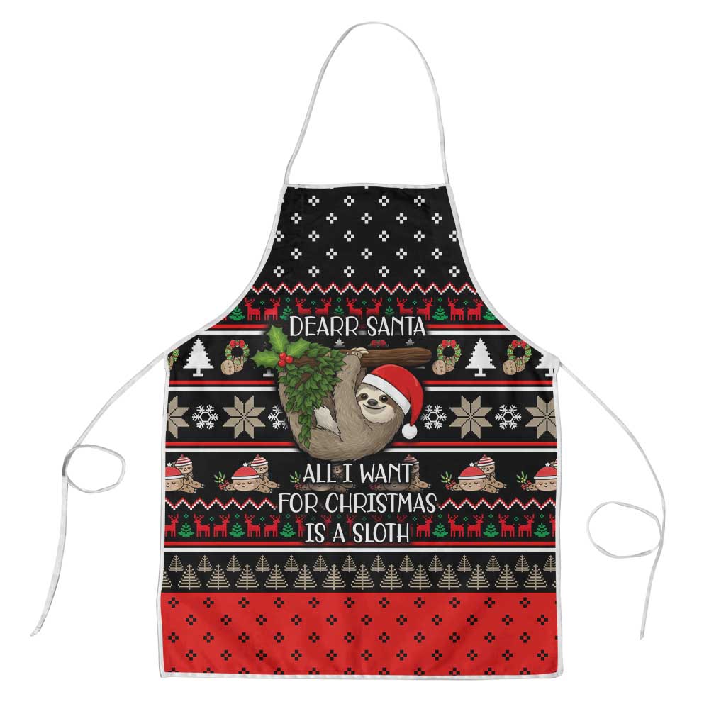 Sloth All I Want For Christmas Apron Xmas Holiday Patterns - Wonder Print Shop