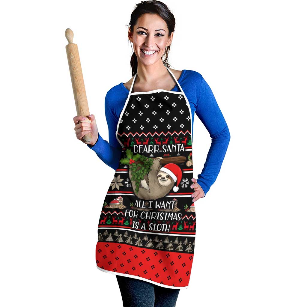 Sloth All I Want For Christmas Apron Xmas Holiday Patterns - Wonder Print Shop