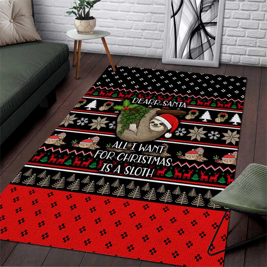 Sloth All I Want For Christmas Area Rug Xmas Holiday Patterns - Wonder Print Shop