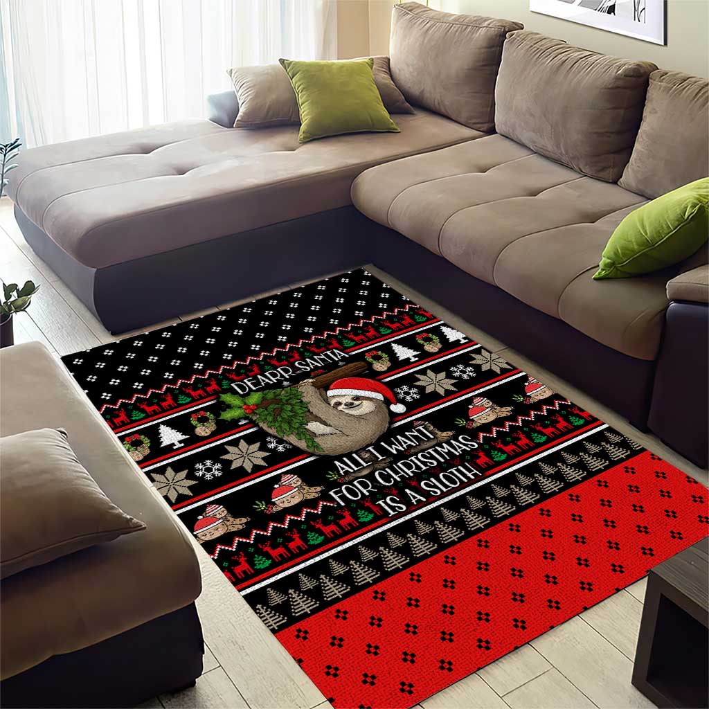 Sloth All I Want For Christmas Area Rug Xmas Holiday Patterns - Wonder Print Shop
