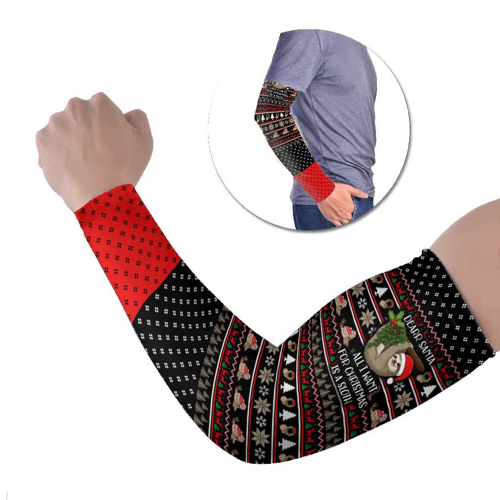 Sloth All I Want For Christmas Arm Sleeves Xmas Holiday Patterns - Wonder Print Shop