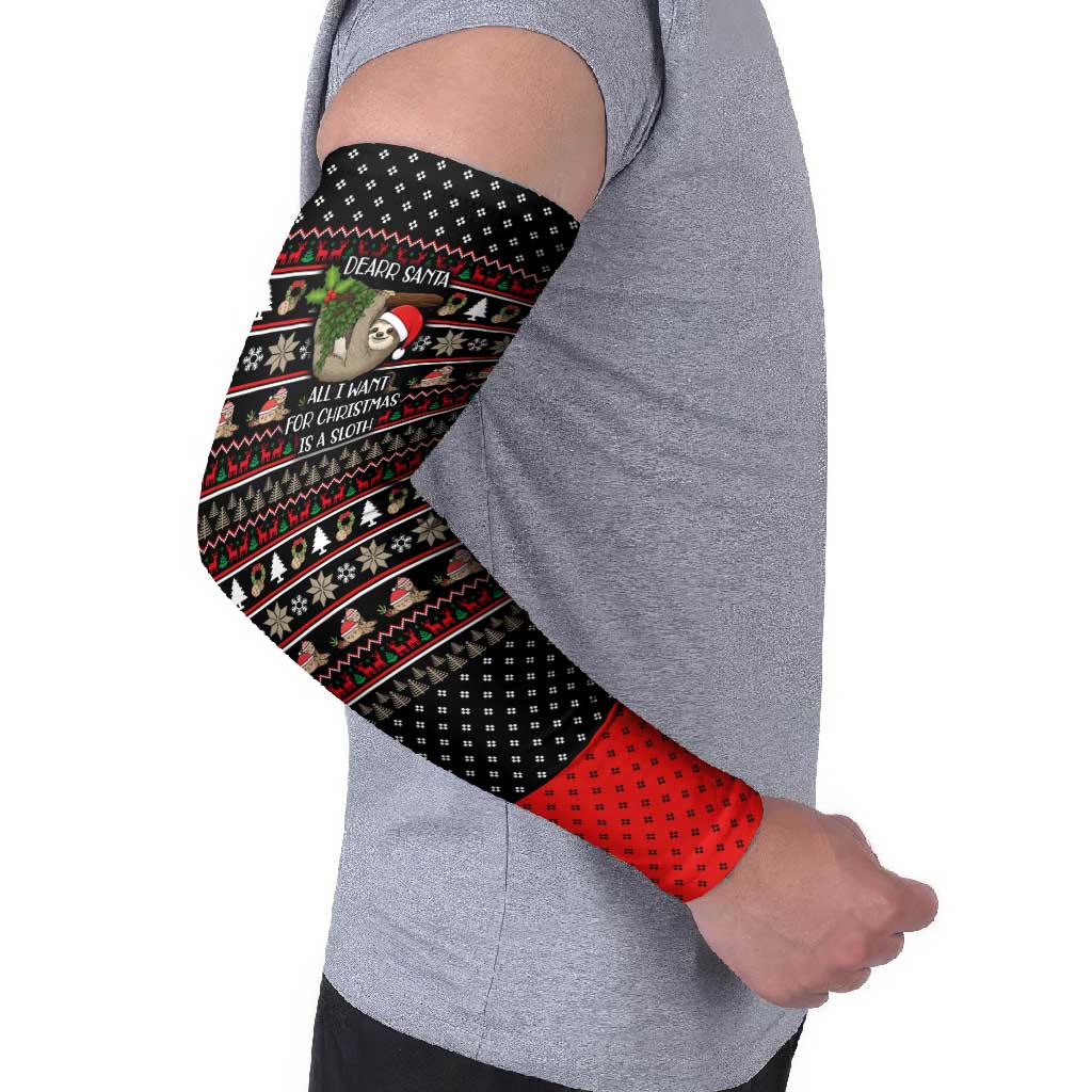 Sloth All I Want For Christmas Arm Sleeves Xmas Holiday Patterns - Wonder Print Shop