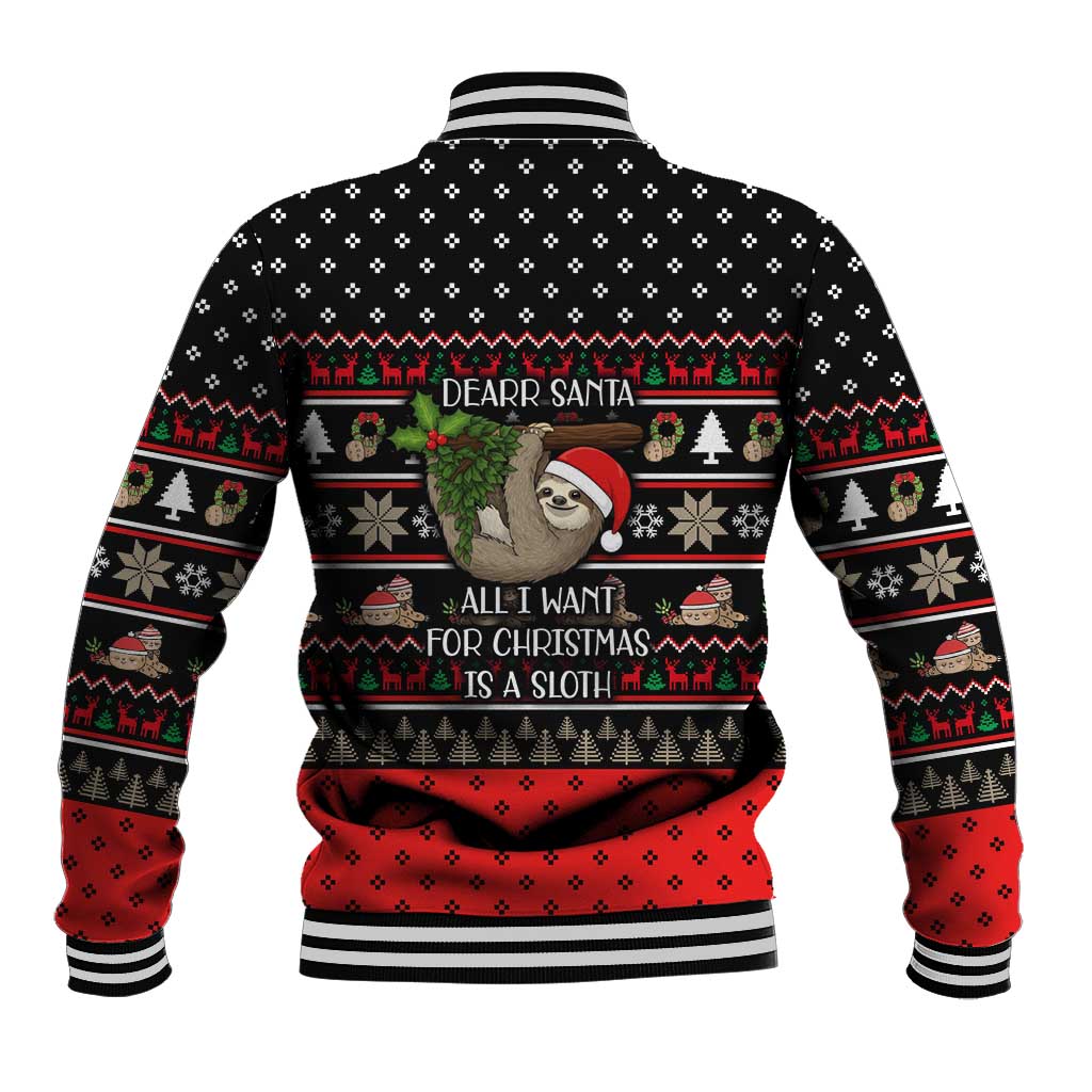 Sloth All I Want For Christmas Baseball Jacket Xmas Holiday Patterns - Wonder Print Shop